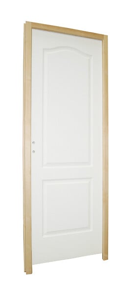 BALLAY - Bloc-porte alvéolaire postformé 2 panneaux Chapeau de gendarme-204x73cm poussant gauche / Huisserie bois brut, section : 66x56 mm - large