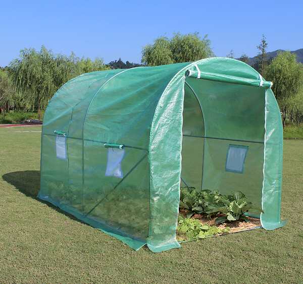 HABRITA - Serre tunnel acier galvanisé - Vert - 5m² - L.2xl.2.5xH.2m - large