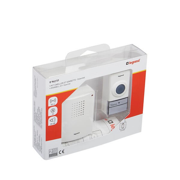 LEGRAND - Kit carillon radio sans fil - 32 mélodies - Blanc - 50 m portée - large