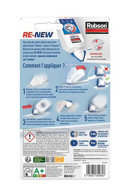 RUBSON - Mastic silicone RE-NEW Blanc 80ml - large