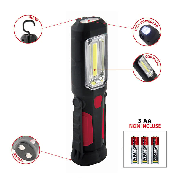 VELAMP - Lampe de travail LED COB - Plastique ABS - 200 lumens - large