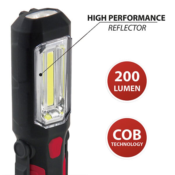 VELAMP - Lampe de travail LED COB - Plastique ABS - 200 lumens - large