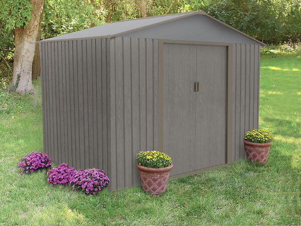 CHALET & JARDIN - Abri métal SU 4.29 - Gris bois vieilli - L.261xP.181xH.198cm - large