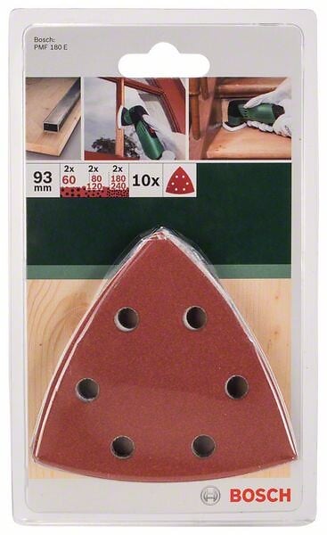 BOSCH - Feuilles abrasives delta papier - lot 10 - bois et métal - large