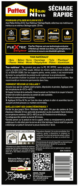 PATTEX - Colle fixation - Polymère hybride - Blanc - Cartouche 390g - large