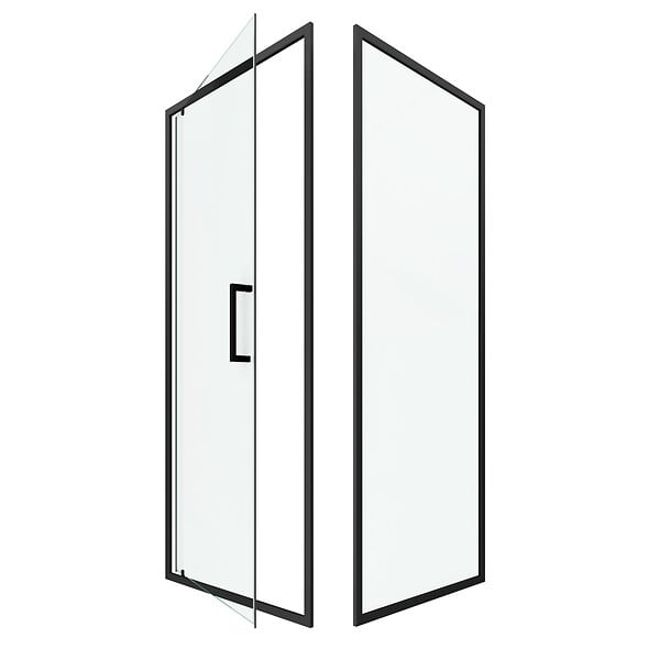 AURLANE - Porte de douche Pivotante et retour 80x80x200 - Profilés noir mat - CRUSH PIVOTANTE - large