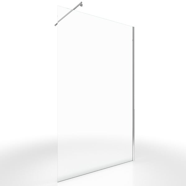 AURLANE - Paroi de douche a l'italienne - VERRE TRANSPARENT 6mm - paroi + Barre de fixation recoupable - large
