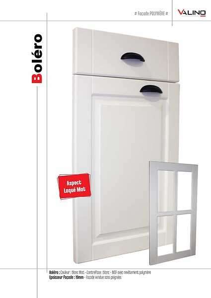VALINO - Joue de meuble de cuisine MDF Bolero - l.57,5xH.70cm - large