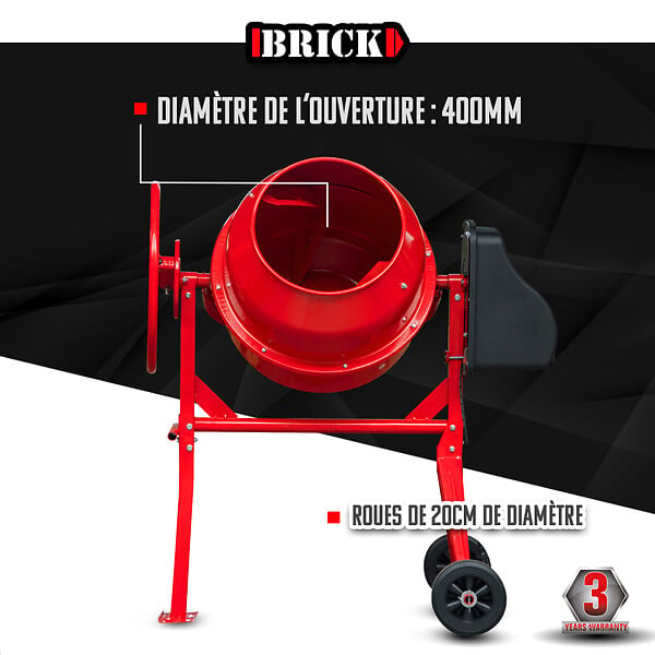BRICK - Bétonnière 550w - 140L - large