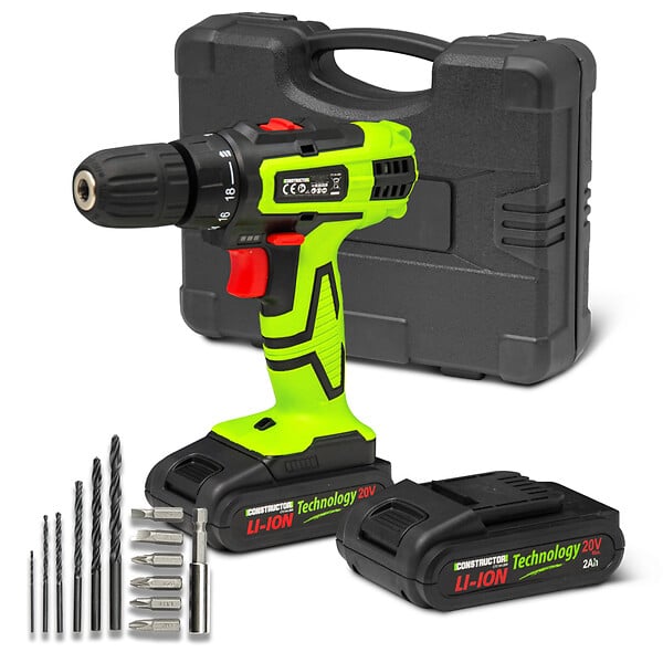CONSTRUCTOR - Perceuse visseuse 20V lithium-2 batteries - Chargeur rapide - large