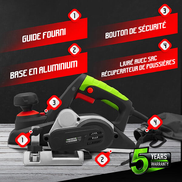 CONSTRUCTOR - Rabot électrique 900W - large