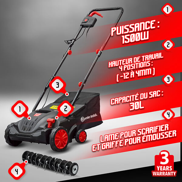 ELEM GARDEN TECHNIC - Elem Garden Technic - Scarificateur Emousseur 1500w - large