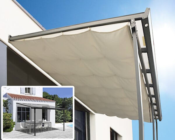 HABRITA - Toit terrasse aluminium - Gris anthracite - L.418xP.307cm - large