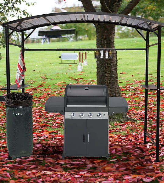 HABRITA - Carport barbecue acier - Gris anthracite - L.250xP.135xH.224 - large