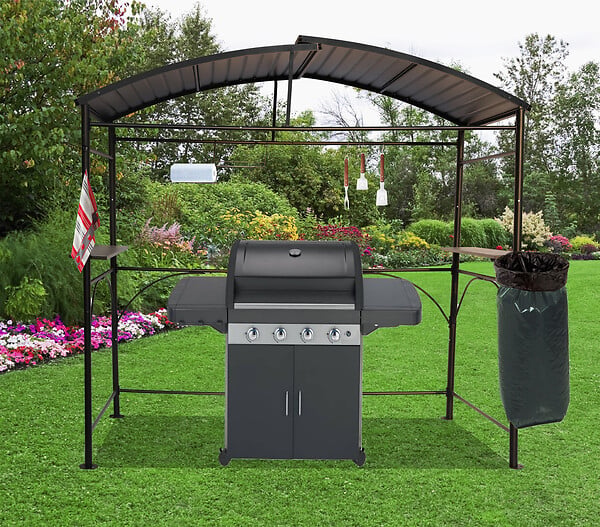 HABRITA - Carport barbecue acier - Gris anthracite - L.260xP.150cm - large