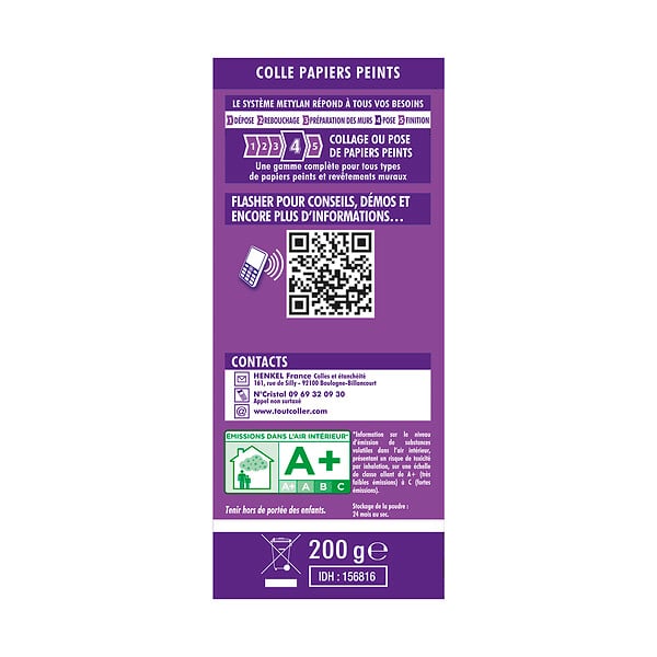 METYLAN - Colle papier peint spécial lourds et vinyles - 200 g - large
