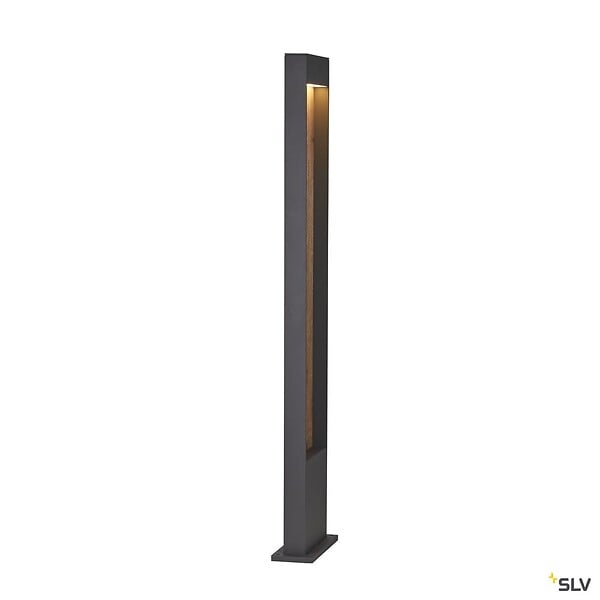 SLV - Borne extérieur SLV FLATT 100 anthracite/imitation bois avec LED intégrée pour éclairage extérieur, Hauteur 100 cm - large