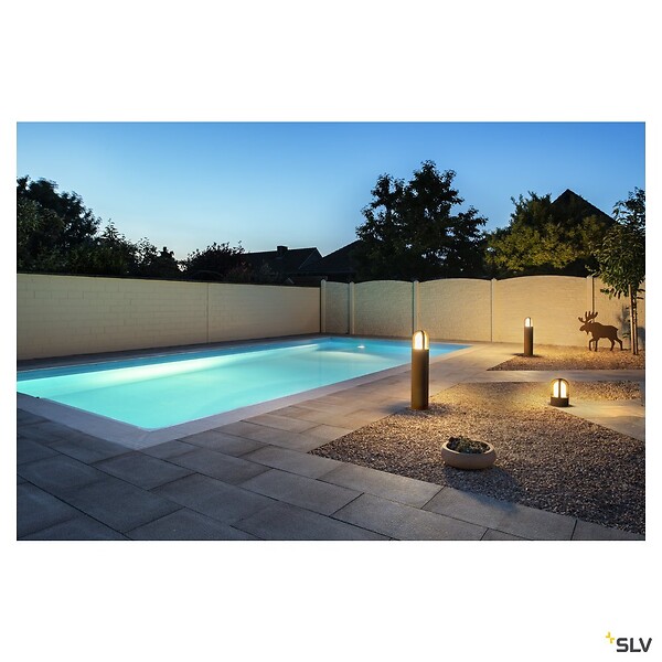 SLV - Borne extérieure SLV RUSTY CONE, coloris rouille, E27, 11W pour jardin - Hauteur 70 cm - large