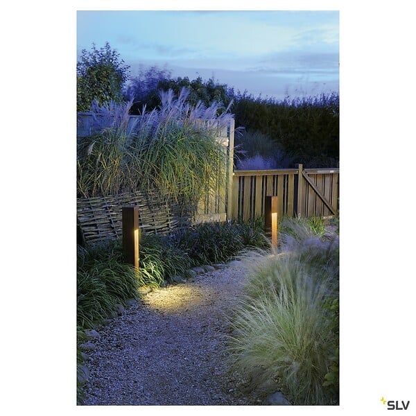 SLV - Borne extérieure SLV RUSTY SLOT, coloris fonte rouillée, E27, 11W - Hauteur 80 cm - large