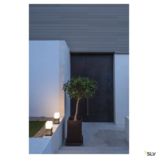 SLV - Borne extérieure SLV SQUARE POLE 30, inox, E27, 20W max, IP44, inox 304 - large