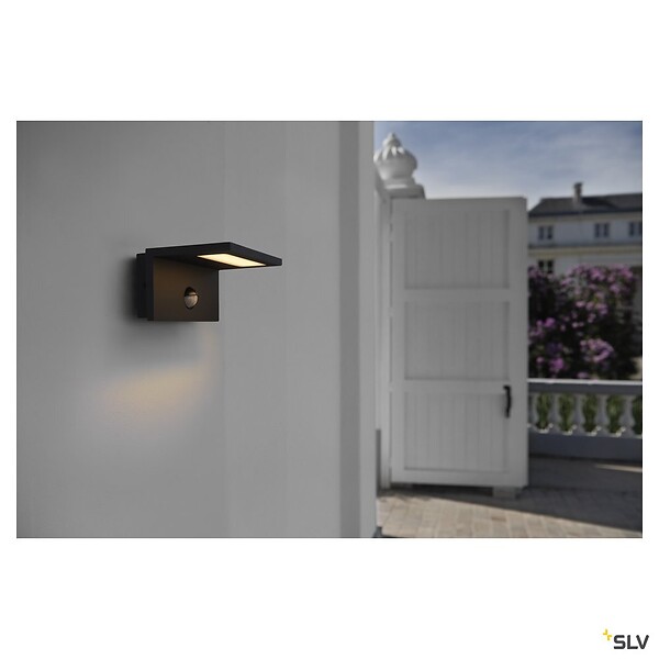 SLV - Applique extérieure SLV ANGOLUX SENSOR, anthracite, LED, 9,8W, 3000K, IP44, détecteur de mouvements - large