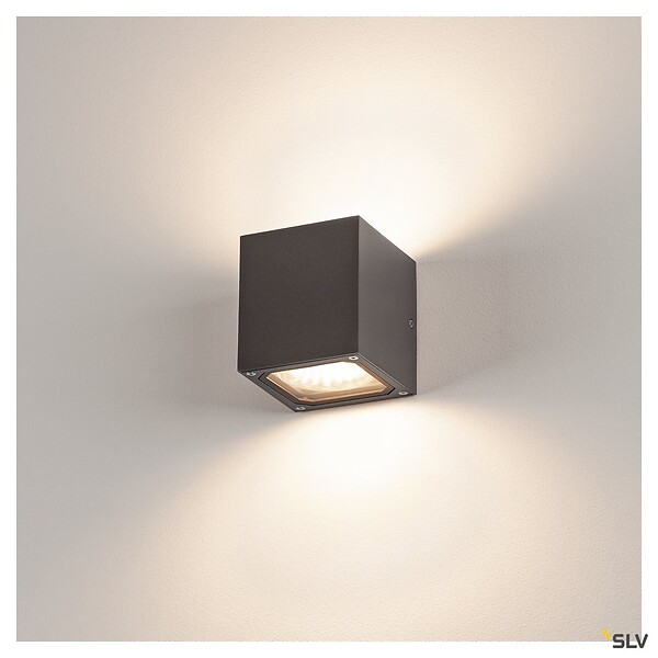 SLV - Applique extérieure SLV SITRA CUB, anthracite, GX53/TCR-TSE, 2x 9W max, IP44 - large