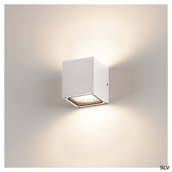 SLV - Applique extérieure SLV SITRA CUB, blanc, GX53/TCR-TSE, 2x 9W max, IP44 - large