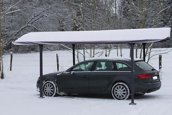 HABRITA - Bâche carport PVC 1/2 rond - Gris anthracite - L.485xl.300cm - large