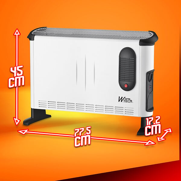 WARM TECH - Convecteur électrique mobile 3000W avec soufflerie - 3 positions - large