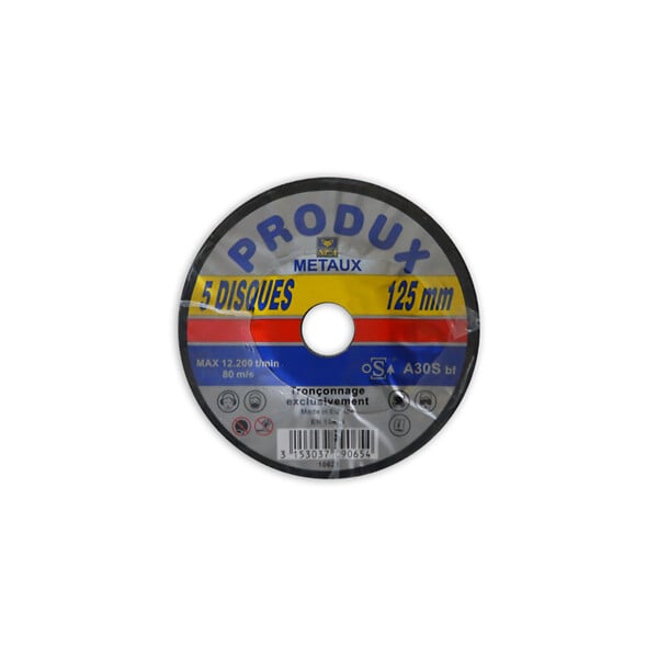 SEA - Disques à tronçonner acier - 125 x 3.2mm - Lot de 5 - large