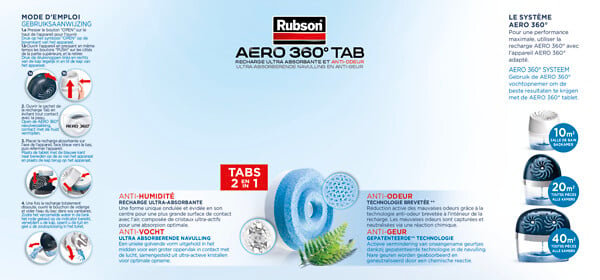 RUBSON - Recharge anti-humidité AERO 360 - x4 - 20m² par recharge - large