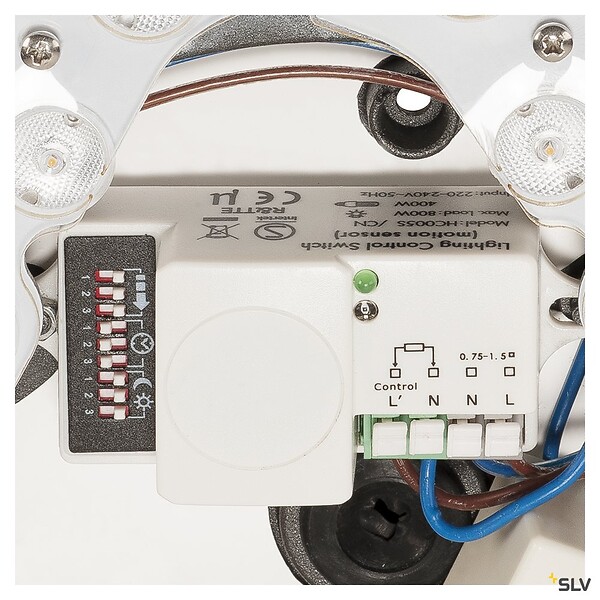 SLV - Applique et plafonnier extérieur rond SLV AINOS, blanc, LED, 22W, 3000K, IP44, détecteur de mouvements - large