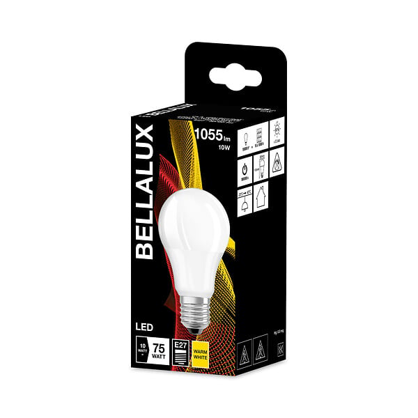 BELLALUX - Ampoule LED E27 - Verre dépoli - Blanc chaud 2700K - 10W - large