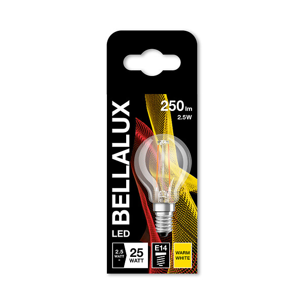 BELLALUX - Ampoule LED sphérique filament - Blanc chaud - 2,5W - large