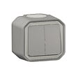 LEGRAND - Plexo double interrupteur étanche - Plastique - Gris - IP55 - vignette