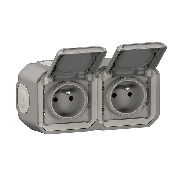 LEGRAND - Plexo double prise précablée horizontale - Gris-saillie - large