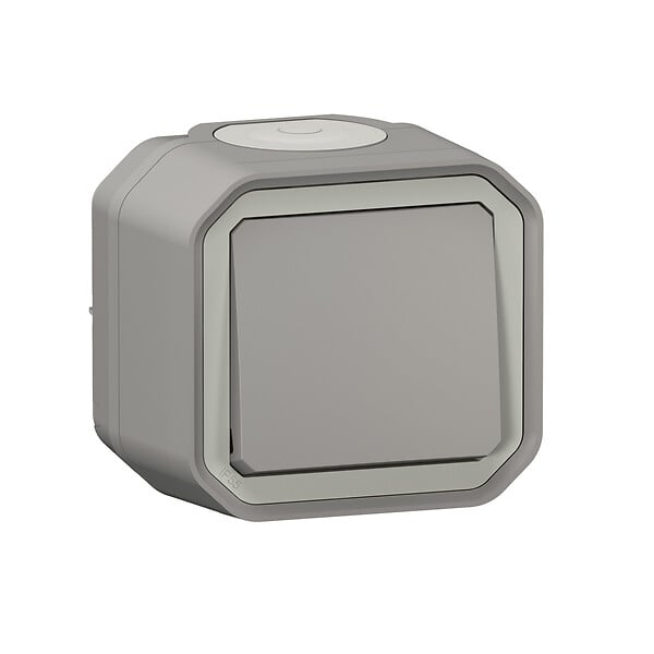 LEGRAND - Poussoir étanche Plexo - Plastique - Gris - IP55 - large