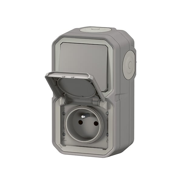 LEGRAND - Plexo prise 2p+t  vertical - - Gris - saillie - large