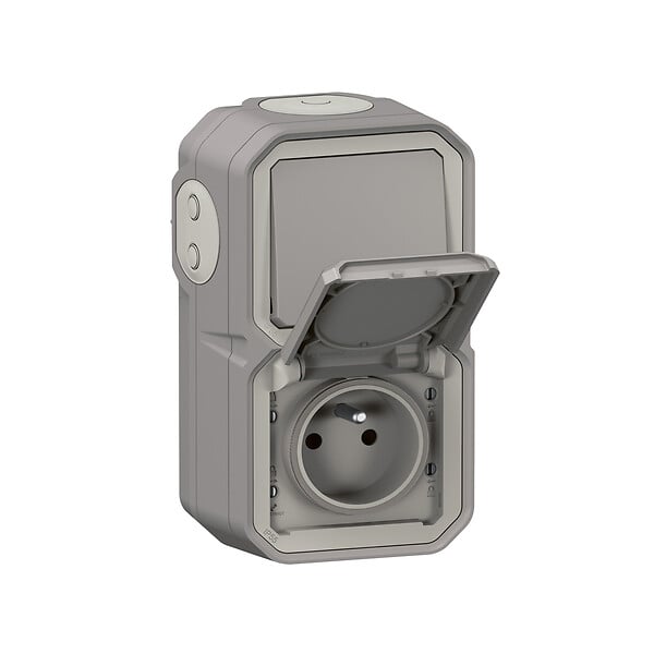 LEGRAND - Plexo prise 2p+t  vertical - - Gris - saillie - large