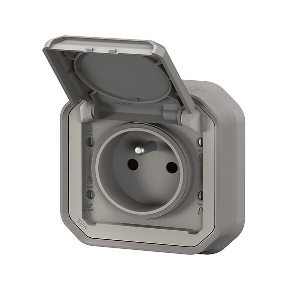 LEGRAND - Prise de courant encastrée Plexo - Gris - IP55 - large