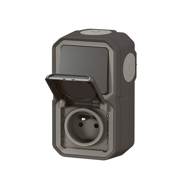 LEGRAND - Prise Plexo va-et-vient 2P+T - Anthracite - IP55 - large