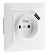 ZENITECH - Prise 2P+T 16A encastrée avec port USB - Blanc - vignette