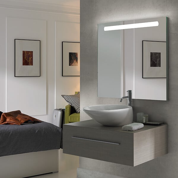 EMUCA - Emuca Miroir de salle de bain Pegasus avec éclairage frontal LED, rectangular 600 x 700 mm, AC 230V 50Hz, 6 W, Aluminium et Verre. - large