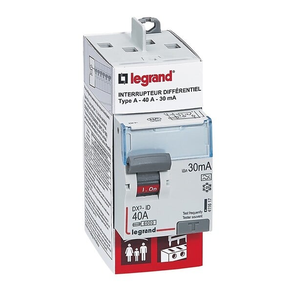 LEGRAND - Interrupteur différentiel bipolaire DX3 - Type A 30mA - 40A - large