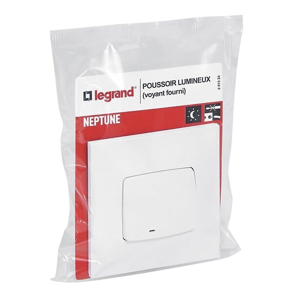 LEGRAND - Poussoir lumineux blanc - Neptune - 6A - large
