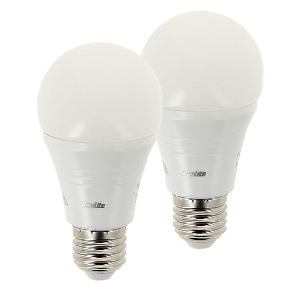 XANLITE - Lot de 2 ampoules LED A60 opaques, culot E27, 9W chacune, équivalent 60W, 806 lm, blanc neutre, 4000K, faible consommation, durée de vie 15000 h - large