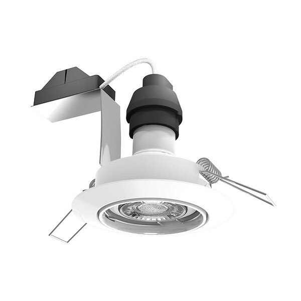 XANLITE - Lot de 5 spots LED encastrables blancs avec ampoules GU10 incluses, 5W chacun, 345 lm, blanc neutre, 4000K, angle 36°, têtes orientables, durée de vie 15000 h - large