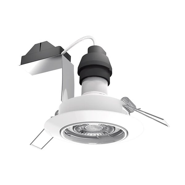 XANLITE - Lot de 5 spots LED encastrables blancs avec ampoules GU10 incluses, équivalent 50W, 345 lm, blanc neutre, 4000K, angle 36°, têtes orientables, classe énergétique A+, durée de vie 25000 h - large