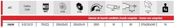 FEMI - Touret/polisseuse 750W 230V Diam 200 mm avec meule et sans brosse 246/M Femi - large