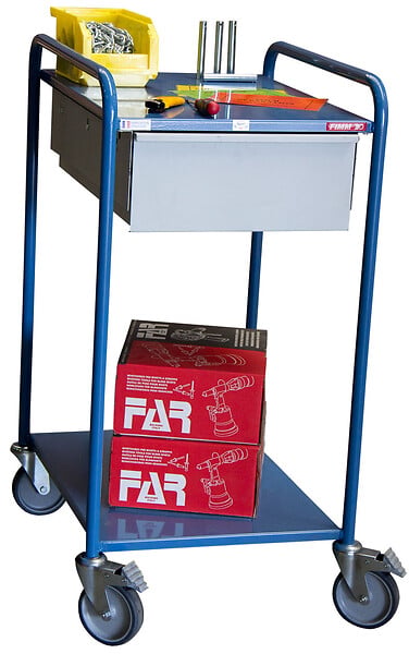 FIMM - Fimm - Servante D'atelier Mobile Charge 250 Kg 2 Plateaux + 1 Tiroir 635 X 470 Mm à˜ Roues 125 Mm - large